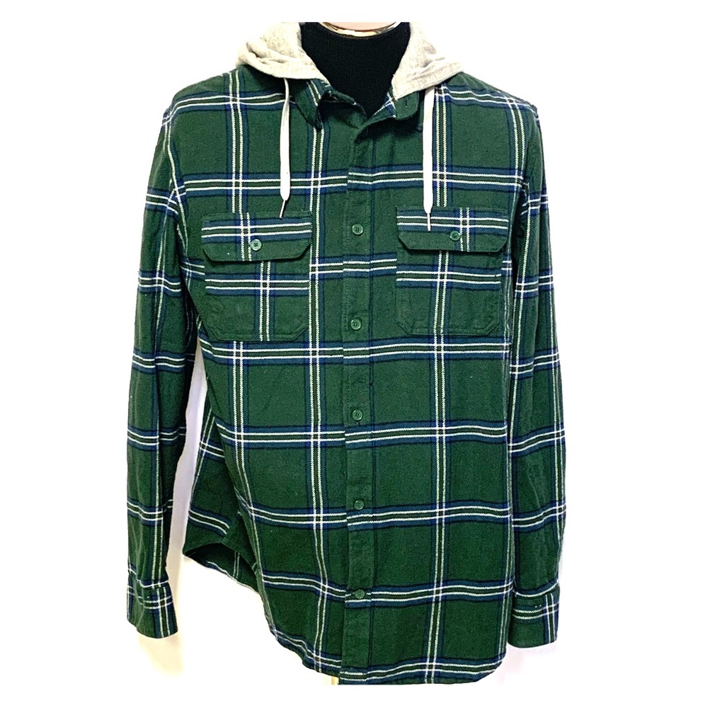 DC Skate Runnel Flannel Hooded Button Down NWT